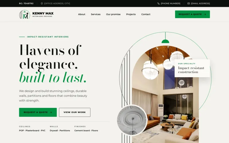 Kenny Max Interiors Designs home page